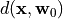 d(\mathbf{x}, \mathbf{w}_0)